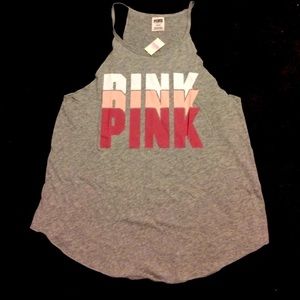 VS PINK (nwt) gray tank top graphic text